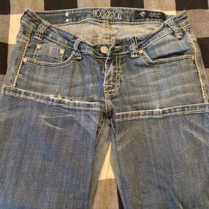 Rock & Roll Cowgirl Riding Jean Womens 30x34 Medium Wash Embroidered